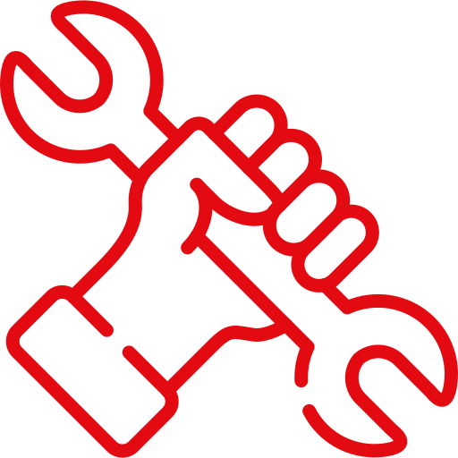 Hand mit Schraubenschlüssel