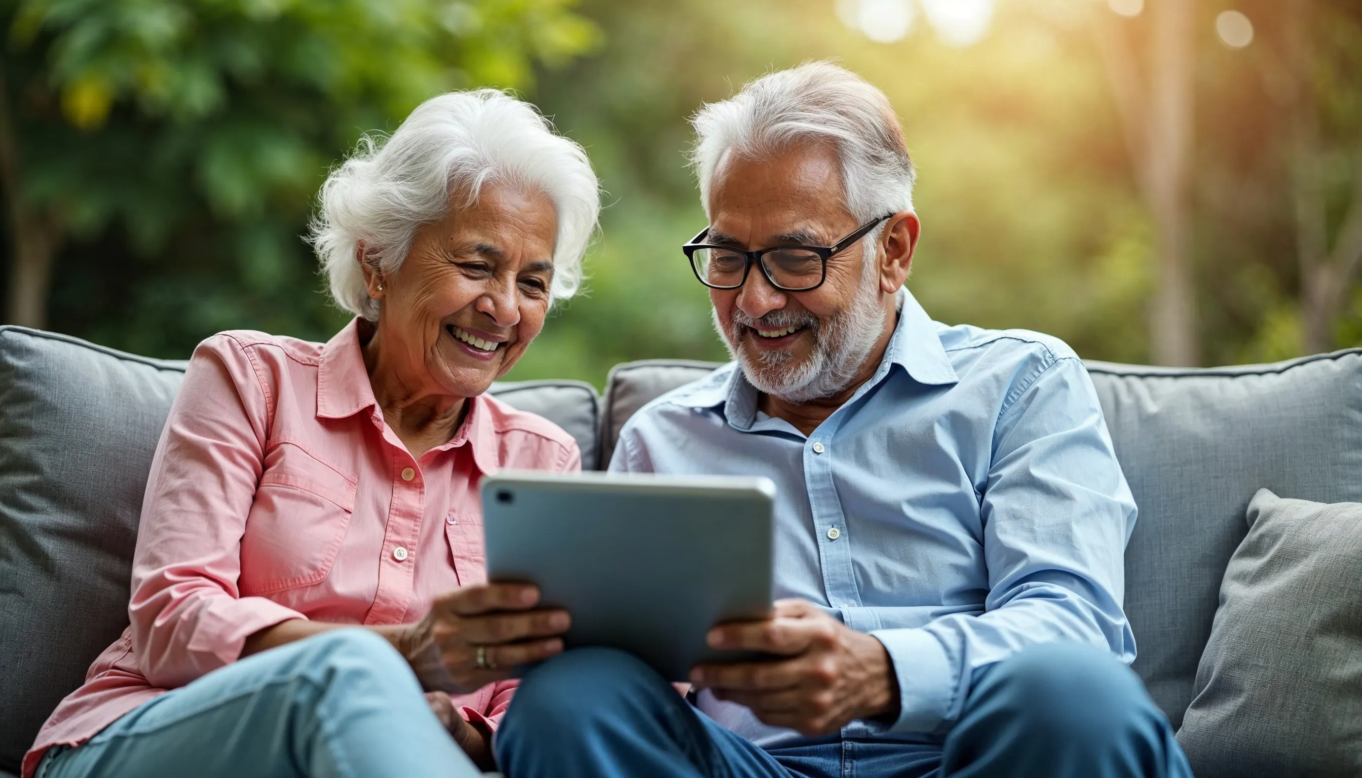 Happy retired couple outdoors