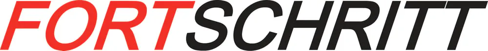 FOTRSCHRITT in bold letters, with "FORT" in red italics and "SCHRITT" in black regular font.