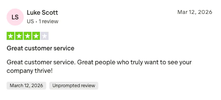 TrustPilot review by Luke Scott