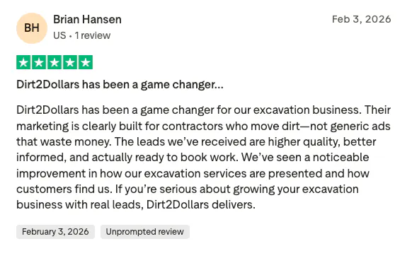 Five-star TrustPilot review by Brian Hansen
