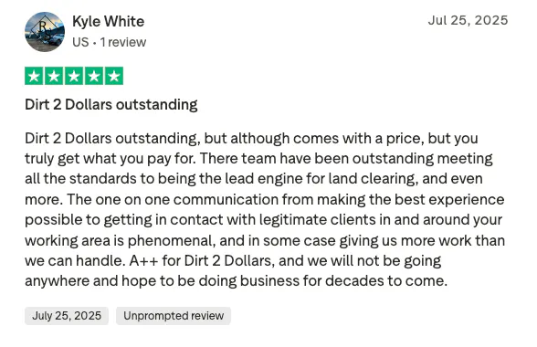 Five-star TrustPilot review by Kyle White