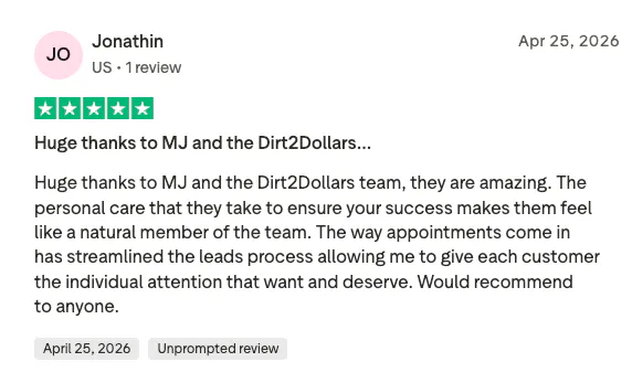 Five-star TrustPilot review by Jonathin