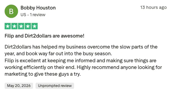 Five-star TrustPilot review by Bobby Houston