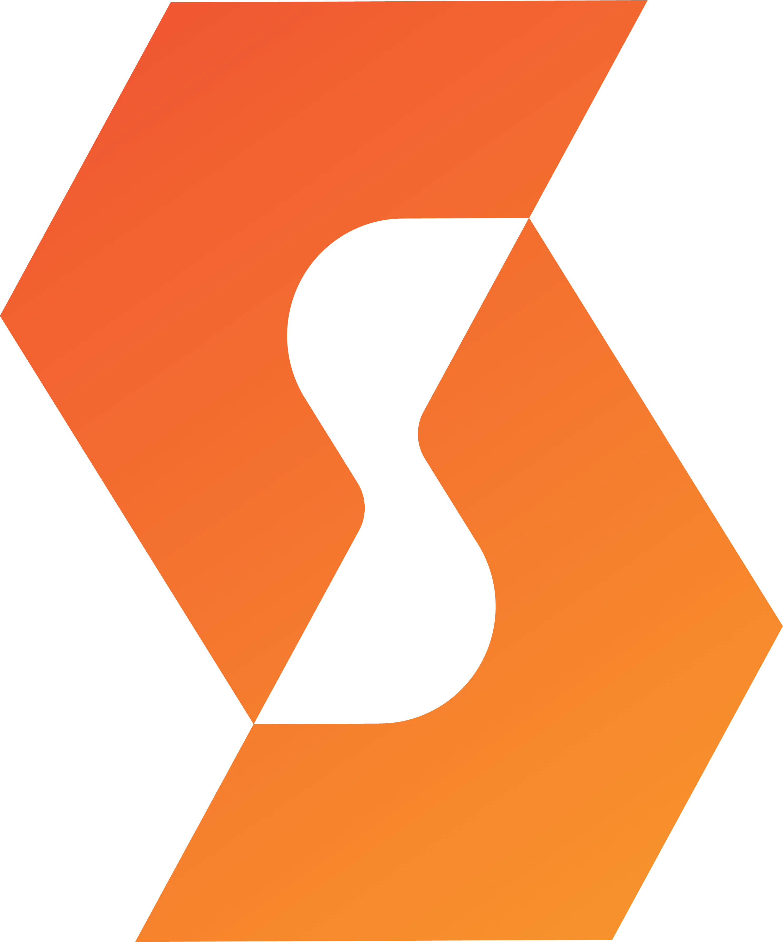 Two interlocking orange hexagons with a black stylized "S" shape formed in the negative space between them.