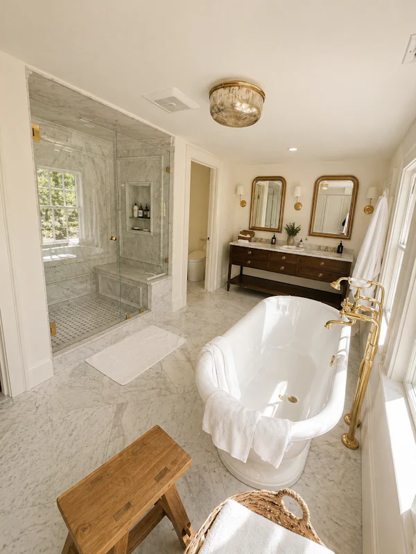 marble bathroom freestanding tub