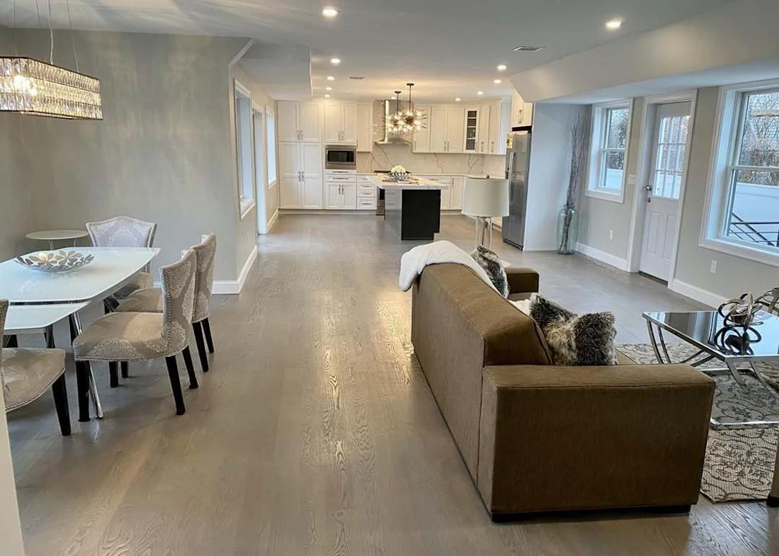 open plan kitchen dining