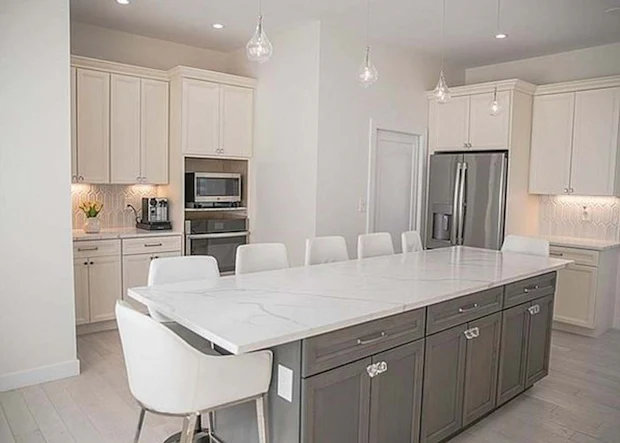 white kitchen double ovens