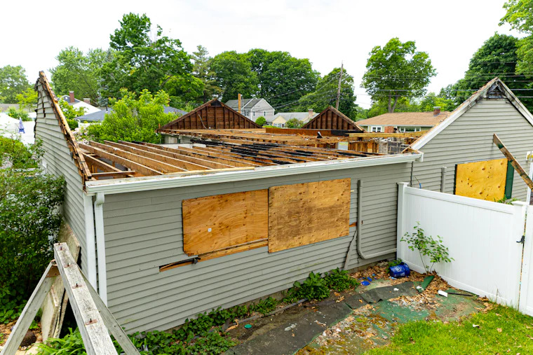 fire damaged home exterior