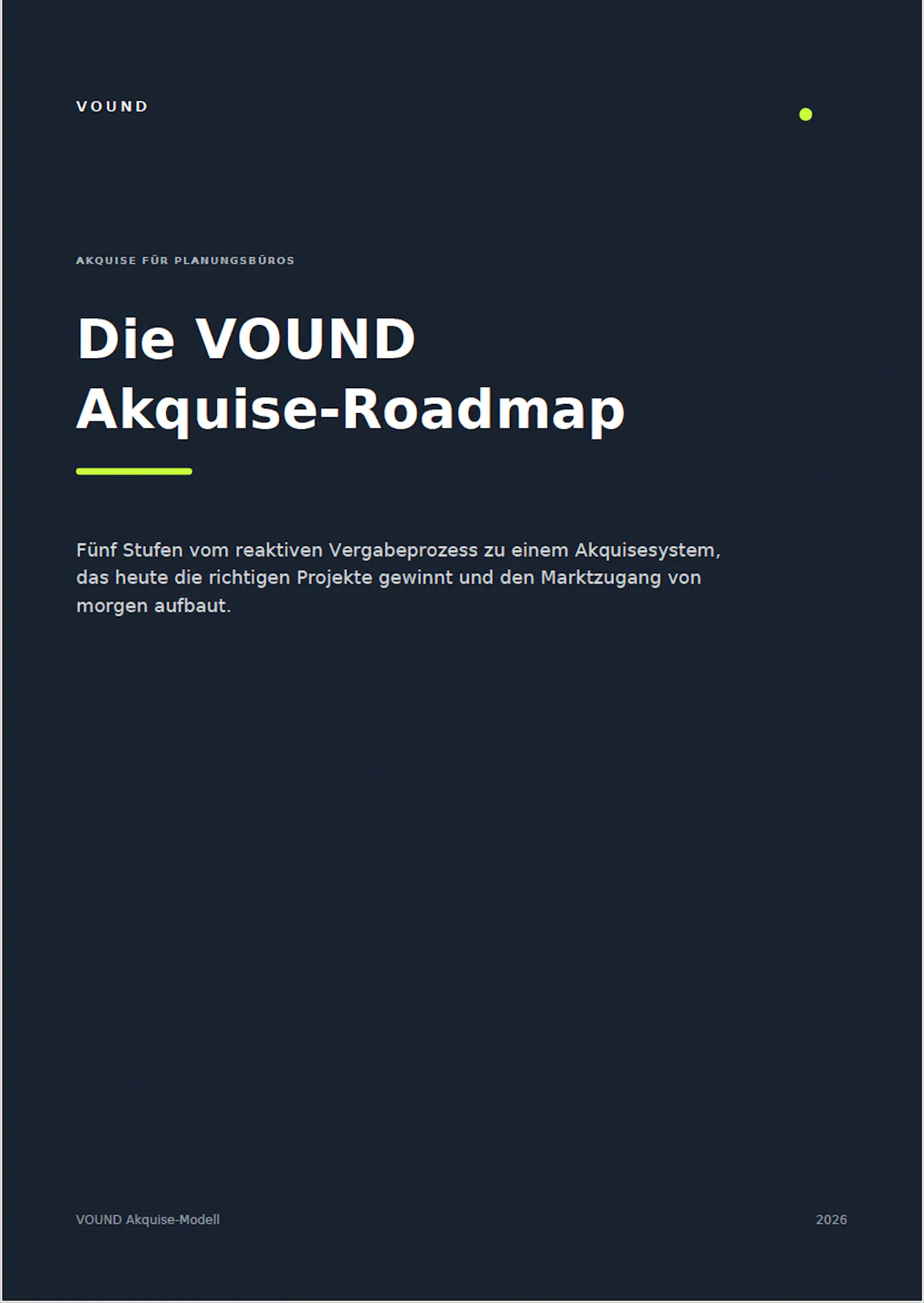 VOUND Akquise-Roadmap Titelseite