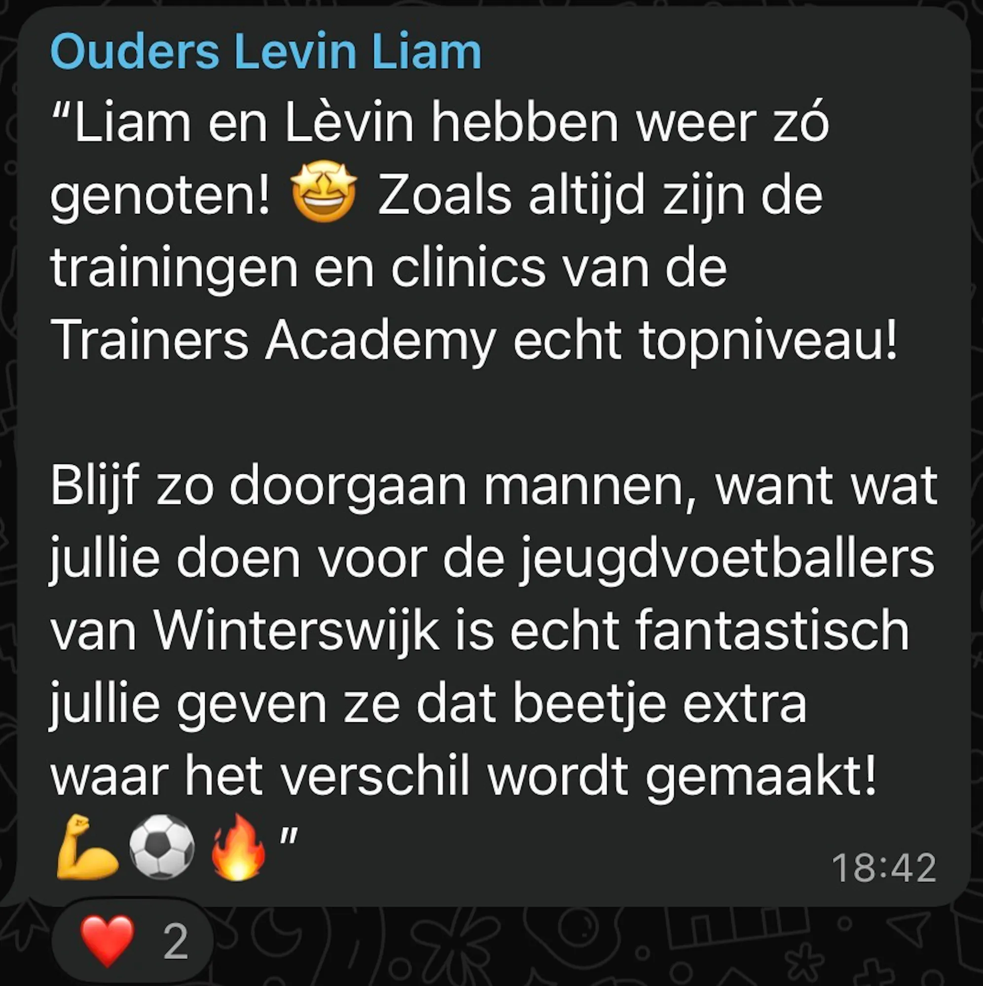 WhatsApp review van ouders van Levin en Liam