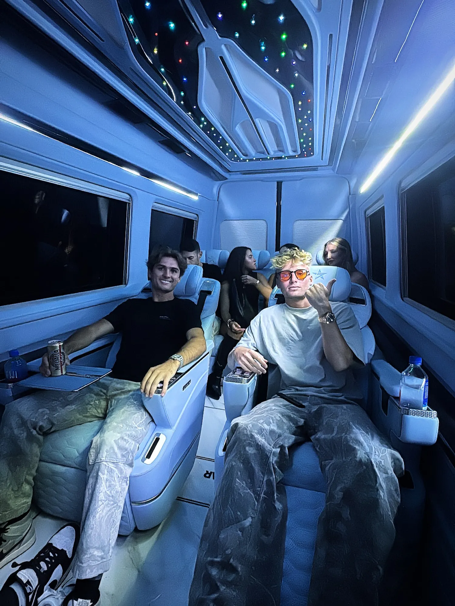men in luxury van