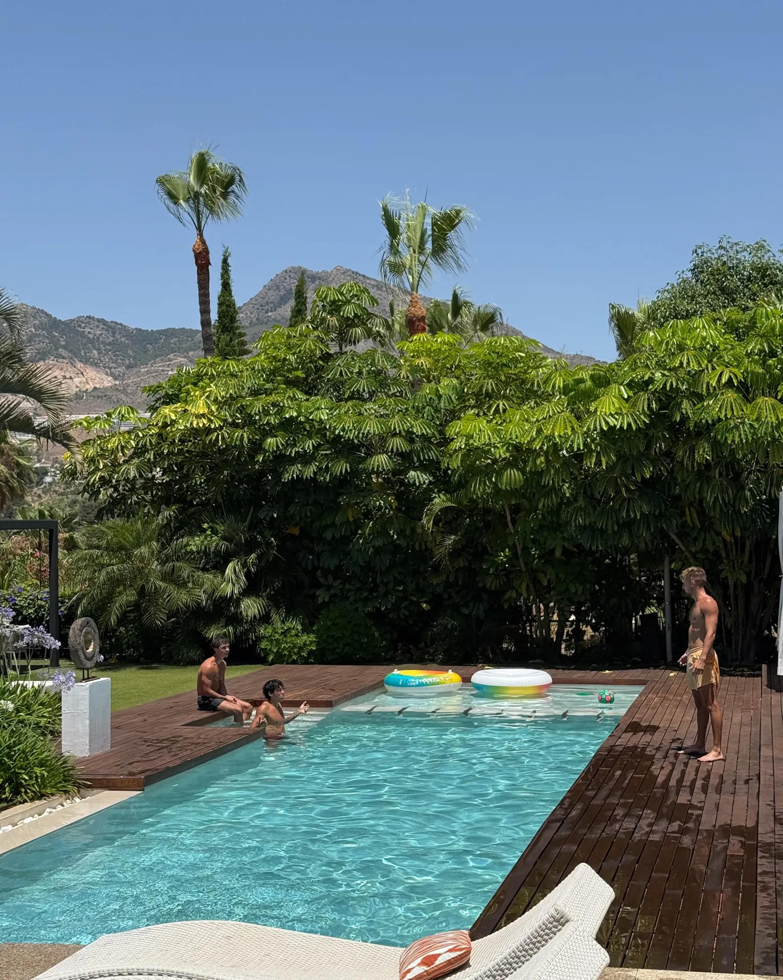 friends at villa pool