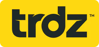 Logo with bold black letters "trdz" on a yellow rectangular background.
