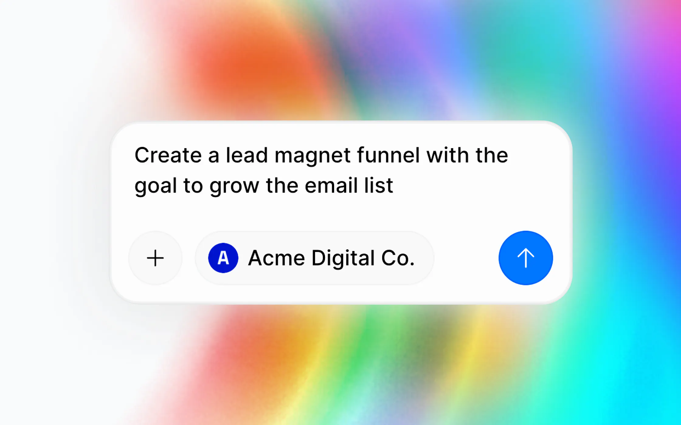 Task description to create a lead magnet funnel with the goal to grow the email list, associated with Acme Digital Co., with buttons for adding and submitting.