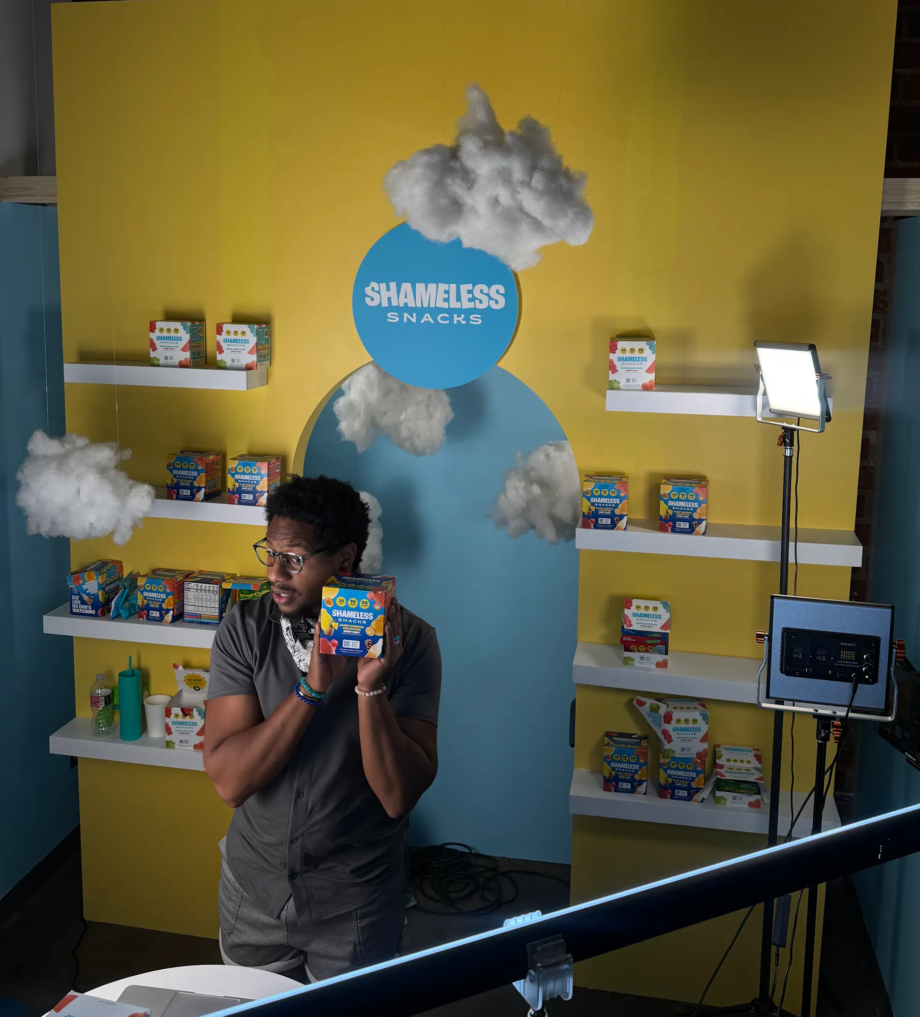 Shameless Snacks live shopping studio set