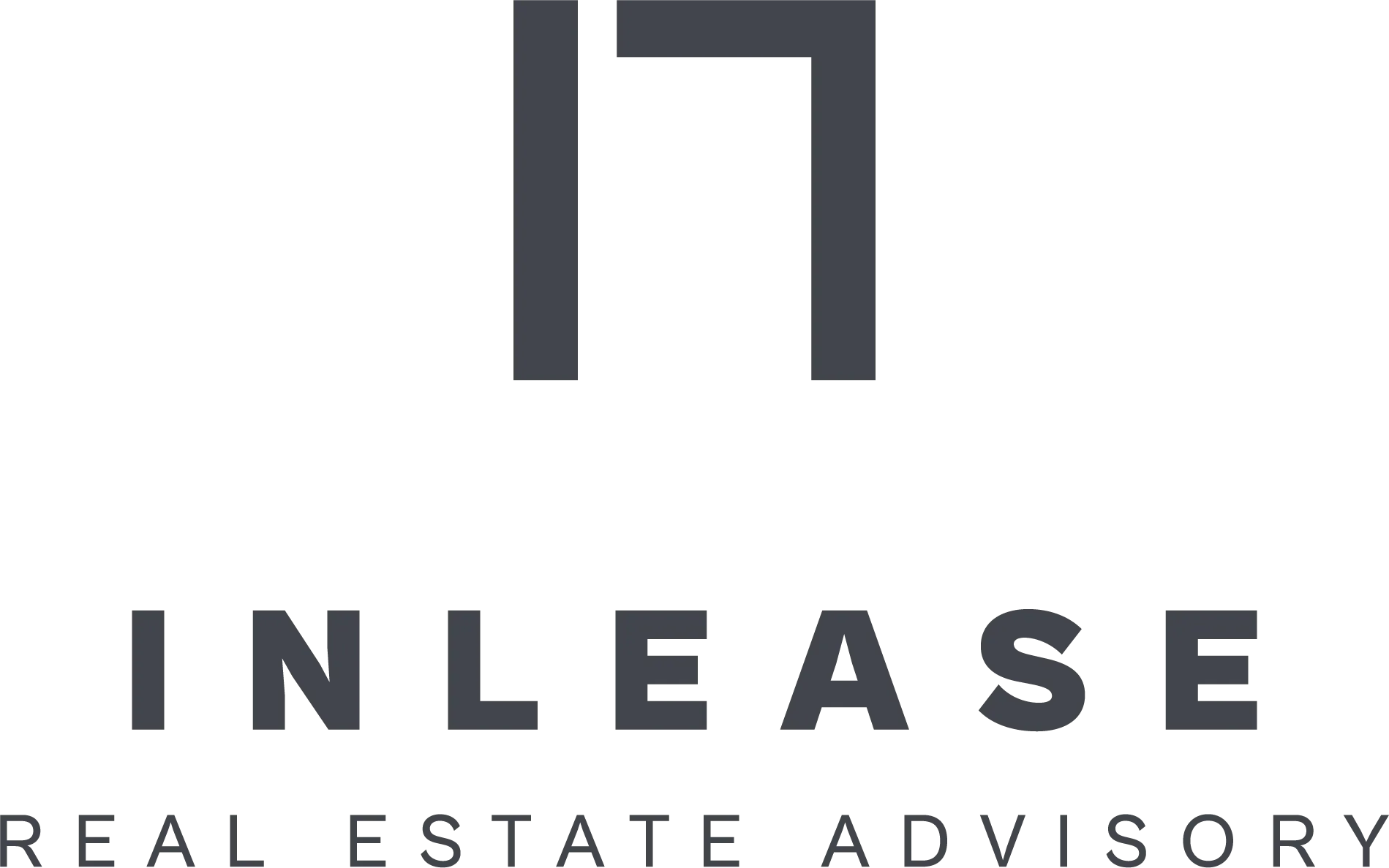 Logo mit zwei vertikalen Linien über dem Wort "INLEASE" und darunter der Satz "REAL ESTATE ADVISORY" in Großbuchstaben.