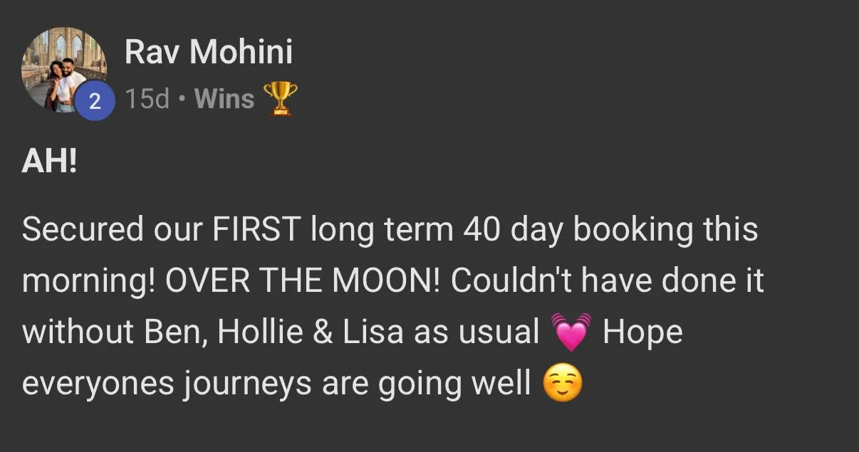 Rav and Mohini: first 40-night booking