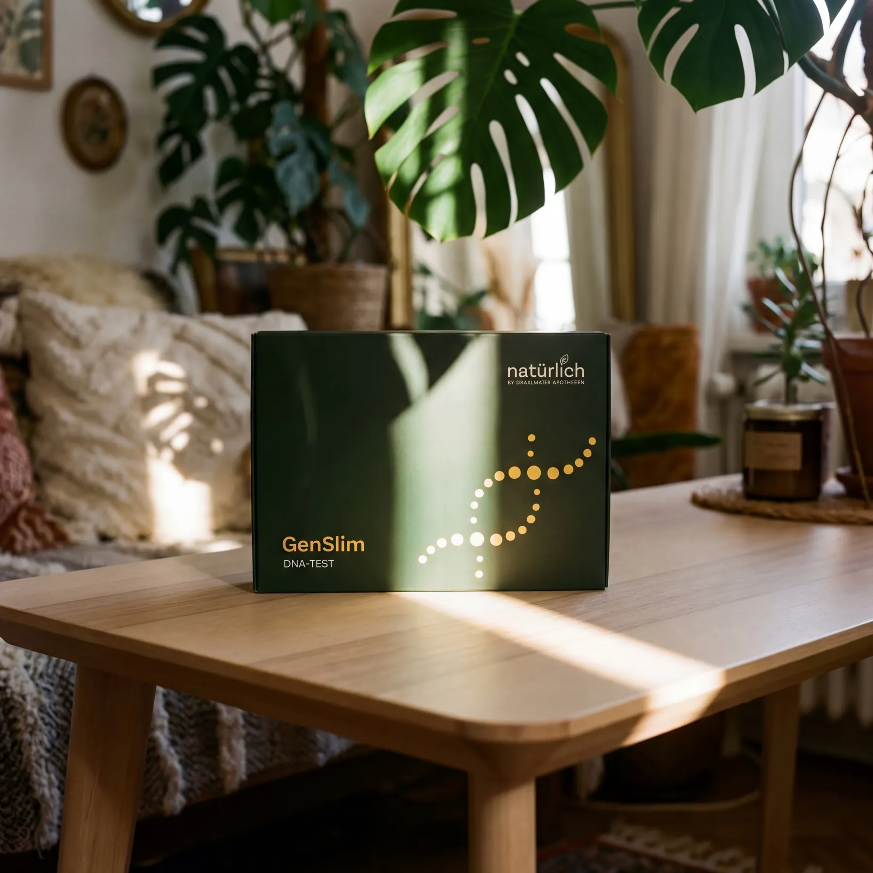 GenSlim Testkit auf Holztisch im Wohnzimmer