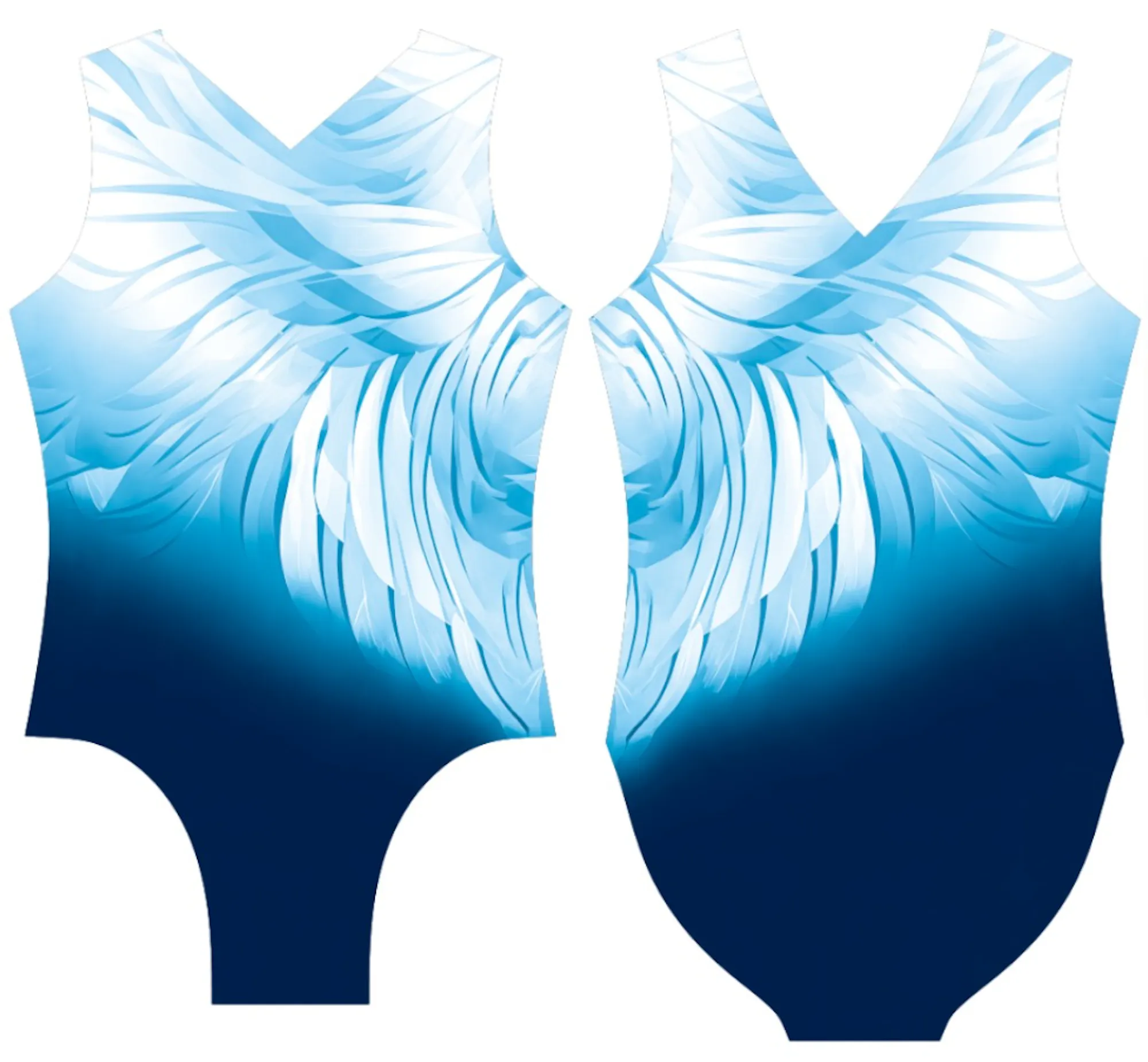 Swan Academy sleeveless training leotard, front and back