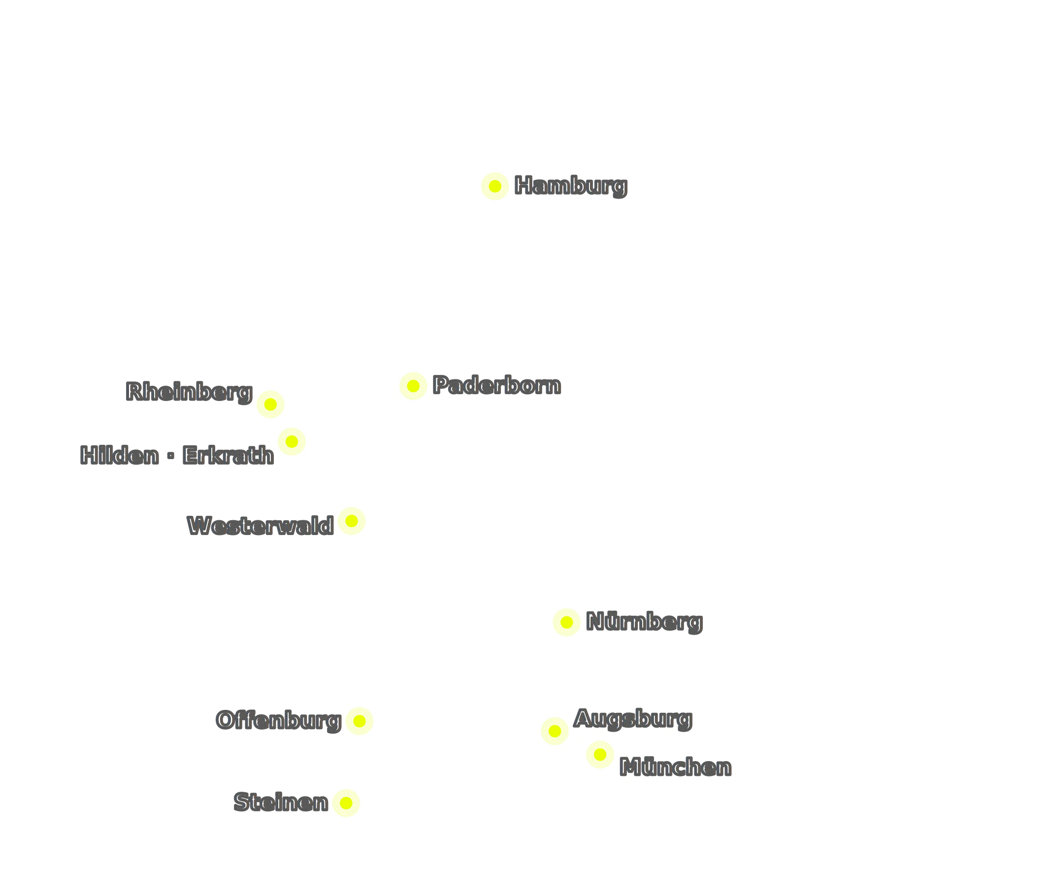 Deutschlandkarte mit den elf Partnerstandorten von Räderlogistik.de