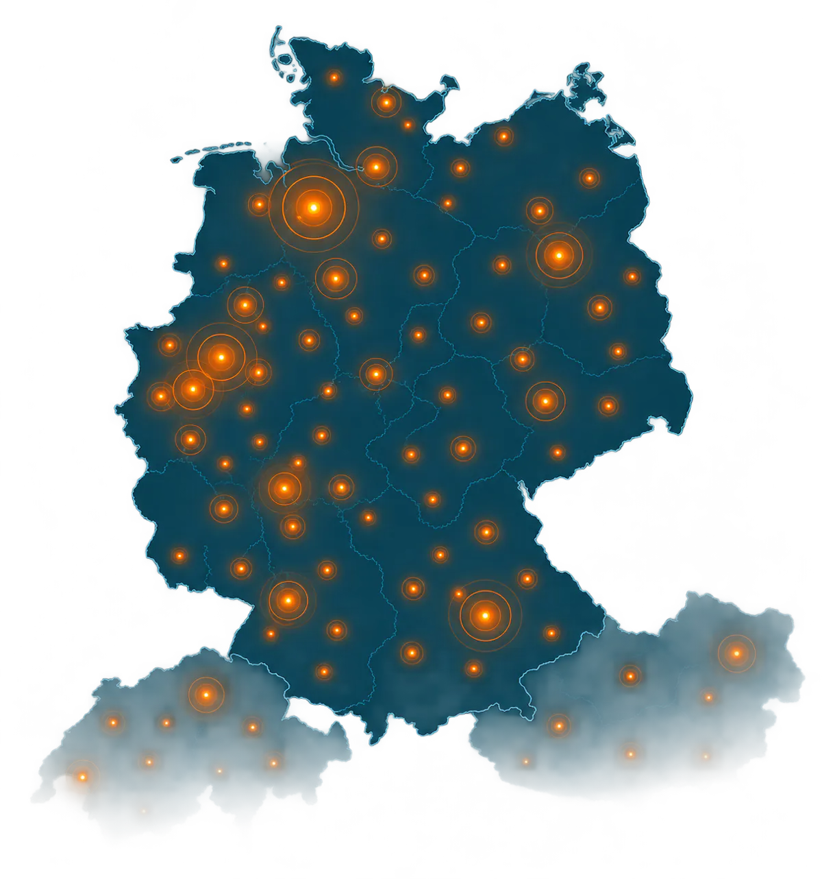 Deutschlandkarte mit unseren Kampagnen-Standorten