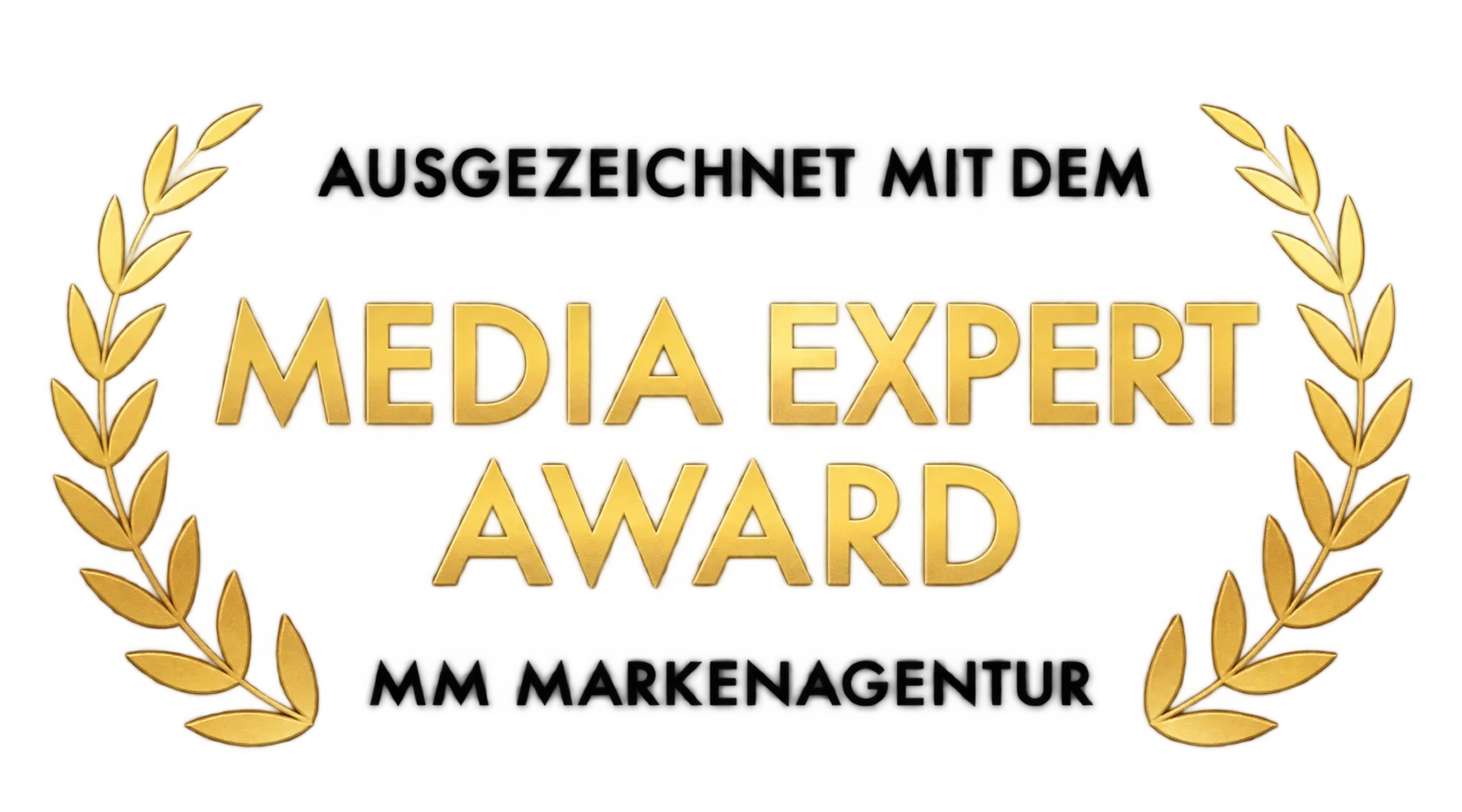 Ausgezeichnet mit dem Media Expert Award, eingerahmt von zwei goldenen Lorbeerzweigen auf beiden Seiten des Textes.