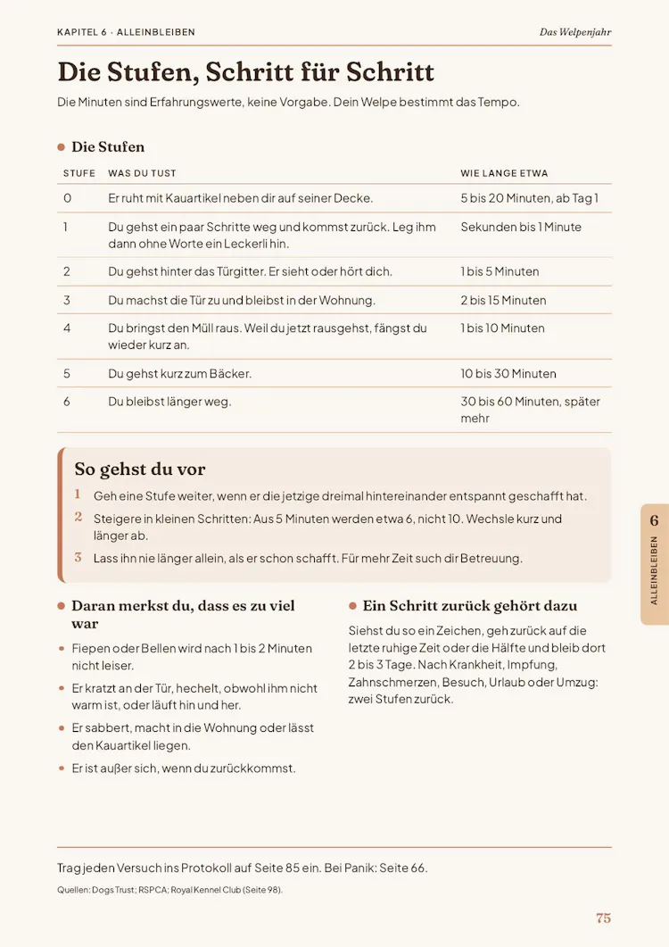 Seite Alleinbleiben: die Stufen